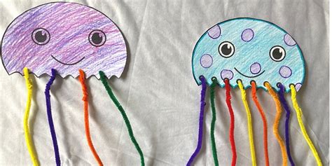 lacing jellyfish craft   template  kids