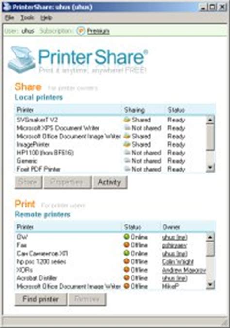 printershare software print   remote computer printer