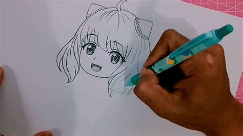 cara menggambar anya forger versi anime chibi untuk pemula youtube