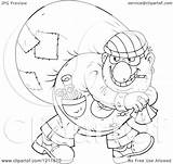Outlined Sack Smoking Carrying Robber Cigarette House Shoulder Royalty Clipart While Looking His Over Back Vector Cartoon Bannykh sketch template