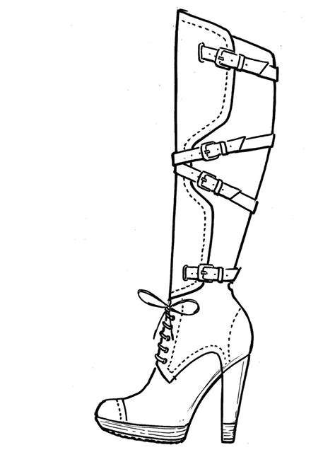 high heeled boots coloring page shoes sketch coloring page fashion