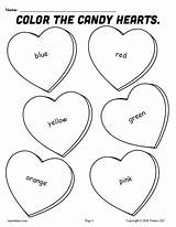 Coloring Hearts Candy Printable Valentine Valentines Color Pages Worksheets Preschoolers Heart Preschool Supplyme Sheets Words Word Mpmschoolsupplies Kids Red Read sketch template