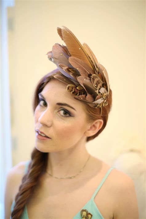 Dramatic Rose Gold Feather Headpiece