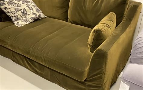 ikea farlov  seat sofa slipcover cover djuparp dark olive green faerloev velvet