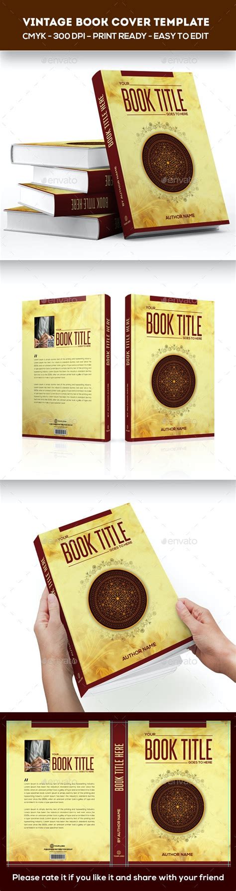vintage book cover template print templates graphicriver