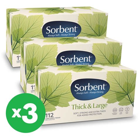 Sorbent Thick N Large Facial Tissue 112pk X3 Bundle Woolworths