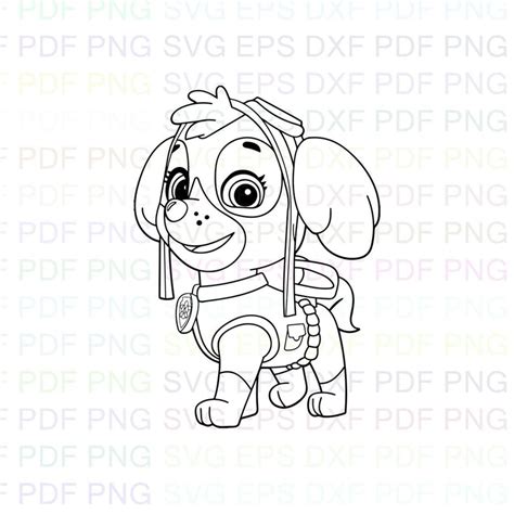skye paw patrol outline svg dxf eps  png cricut cutting etsy
