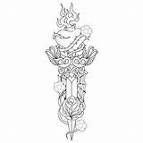 Dagger Tattoo Heart Coloring Stencil Knife Rose Designs Flowers Outline Pages Lovely Askideas Straight Shaped Detailed Ink Bottle Drawings Designlooter sketch template