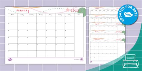 monthly calendar planning template  twinkl busy bees