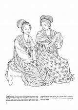 Coloring Chinese Pages Ancient China Traditional Tang Dynasty sketch template