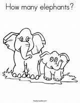 Elephants Coloring Many Worksheet Two Elephant Worksheets Handwriting Sheet Pages Baby Preschool Kindergarten Let Template Animals Mommy Twistynoodle Print Zoo sketch template