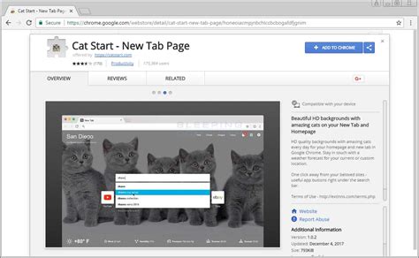 remove  cat start  tab page chrome extension