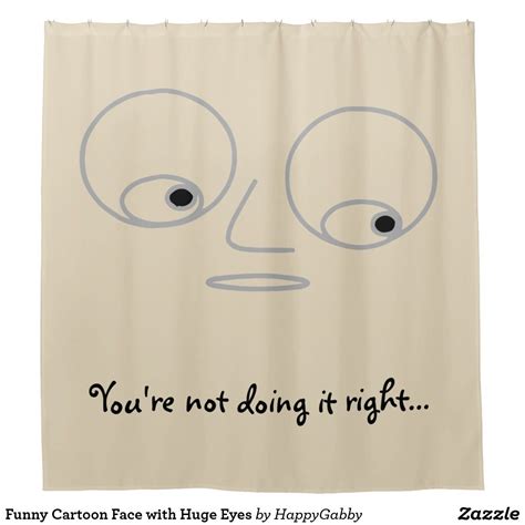 Funny Cartoon Face With Huge Eyes Shower Curtain Zazzle Funny