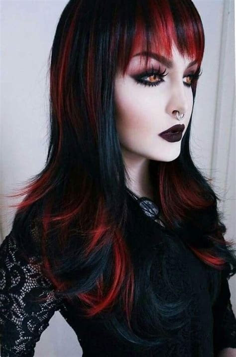 Black Emo Hair Black Hair Dye Girls With Black Hair Dark Red Hair