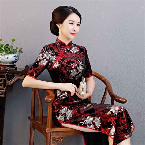 2019 high quality elegant red satin qipao chinese tradition vietnam