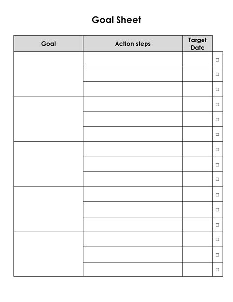 printable goal chart templates  templatelab