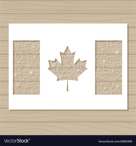 stencil template  canada flag  wooden vector image