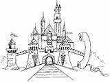 Castle Coloring Pages Buildings Kids Line Printable Popular sketch template