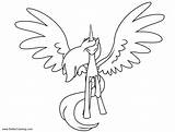 Alicorn Coloring Pages Lineart Clockwork Printable Kids Color Print sketch template