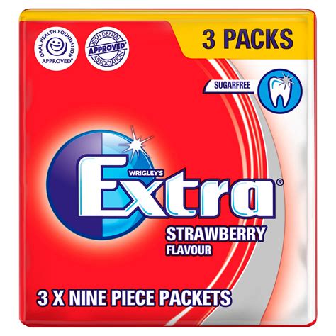 wrigleys extra strawberry chewing gum sugar  multipack