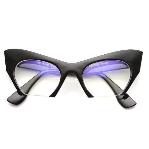 women s designer cat eye bottom cut clear lens glasses zerouv