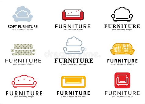 set logo badge emblem  logo elements  furniture store stock vector image