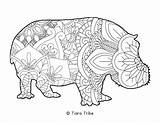 Mandala Mandalas Hippo Meditative Repeating Revered sketch template