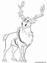 Sven Coloriage Reindeer Neiges Reine Sheets Imprimé Christmas sketch template