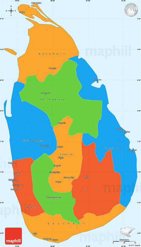 Political Simple Map Of Sri Lanka Single Color Outside