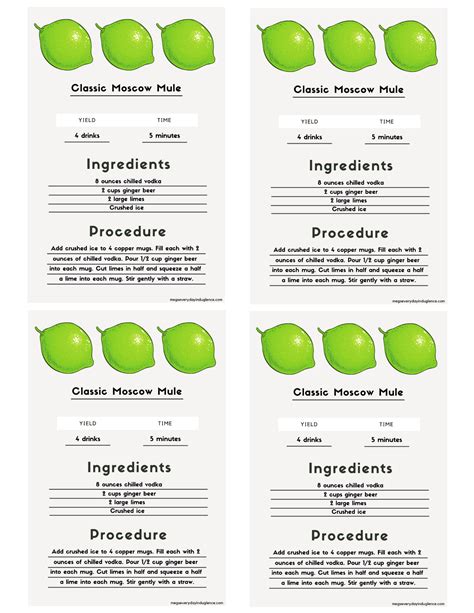 moscow mule recipe card printable megs everyday indulgence
