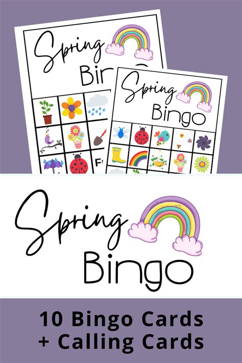 printable spring bingo cards  kids