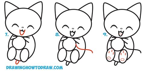 learn   draw cute kawaii chibi cartoon kitten cat playing