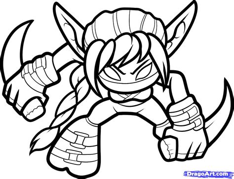 how to draw stealth elf skylanders stealth elf step by step video game characters pop