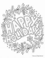 Coloring Holidays Pages Happy Christmas Holiday Adult Printable Print Kids Beautiful Winter Activities Woojr Colouring Adults Sheets Color Book Easy sketch template