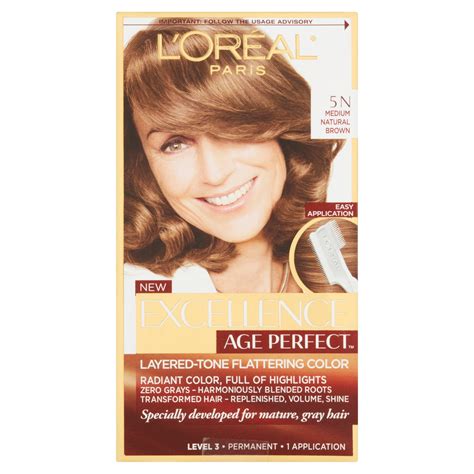 loreal paris age perfect permanent hair color  medium natural brown  kit walmartcom