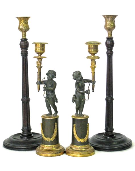 lot  pair  patinated bronze  brass