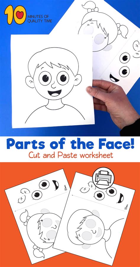 parts   face cut  paste worksheet    preschool