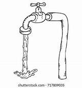 Water Tap Running Pipe Sketch Vector Shutterstock Illustration sketch template