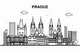 Prague Cityscape Praga Vecteur sketch template