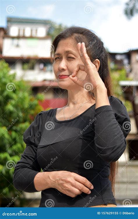 Older Filipina Female Senior And Okay Sign Stock Image Image Of Elder