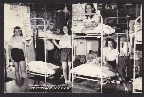 Watervliet Michigan Summer Camp Girls Bunks Pennant Vintage Real Photo