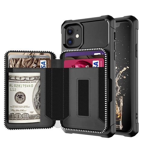 dteck wallet case  iphone  zipper wallet case  credit card holder slot purse leather