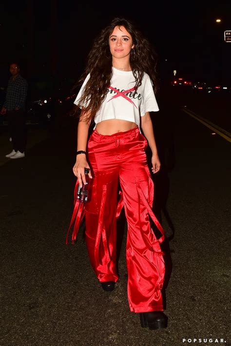Camila Cabello S Red Silk Cargo Pants Are Holiday Perfect Popsugar