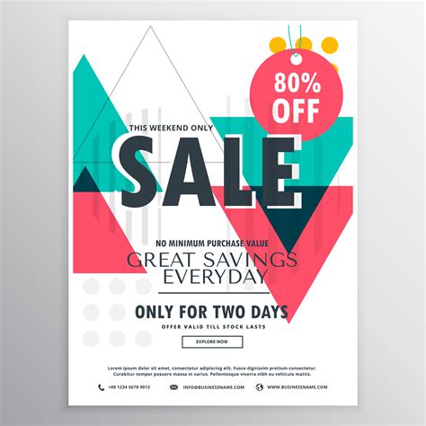 abstract promotional sale flyer poster design  colorful geom   vector art