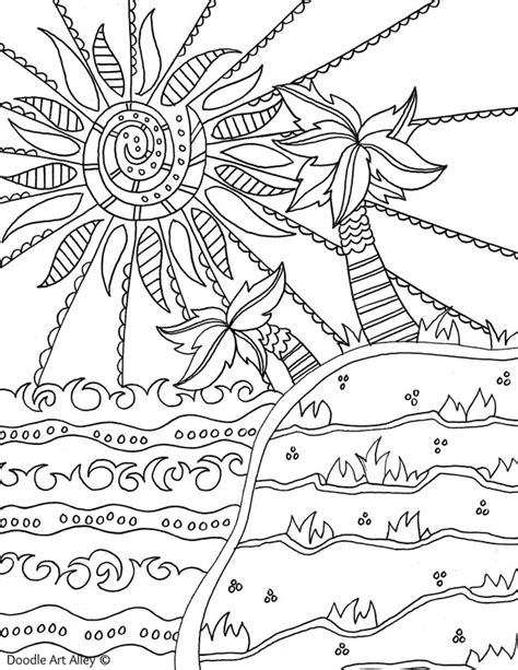 beach coloring pages doodle art alley