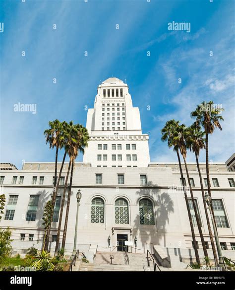 front view  los angeles city hall southern california usa stock