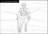 Coloring War Pages Ww1 Soldier Australian Anzac sketch template