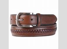 Tommy Hilfiger Men's Braid Detail Topstitched Genuine Leather Belt