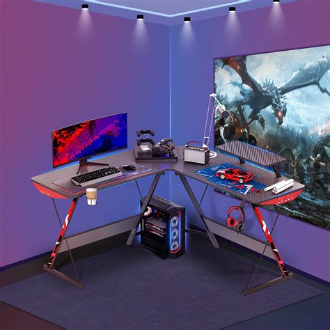buy  shaped gaming desk cm  shaped desk carbon fiber coated computer corner desk