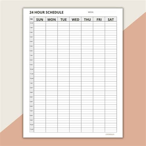 hour daily schedule template